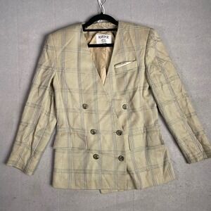 Kasper A.S.L. Plaid‎ Blazer Petite Double Breasted Career Jacket Size 2